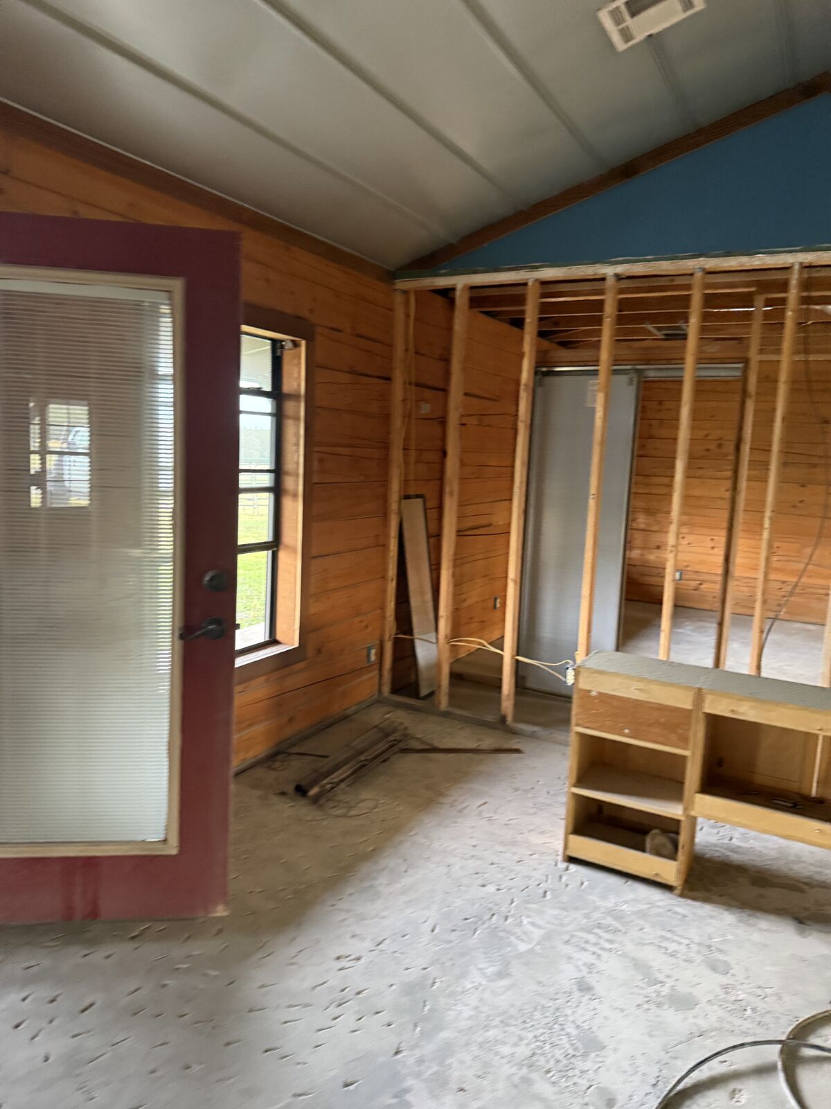 Framing work during a home addition project in central Oklahoma